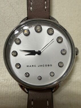 Marc Jacobs  Brown Leather Strap Watch - Silver Dial with Crystal Markers